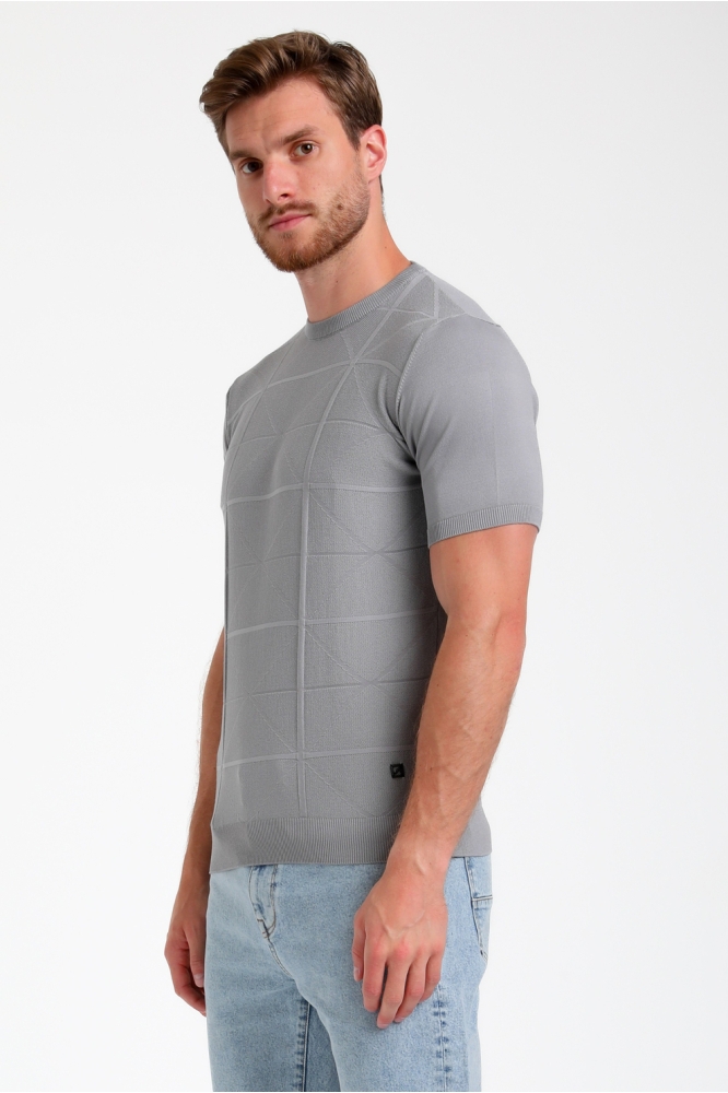 GESTRUCTUREERD T SHIRT 155510 605 grey melange